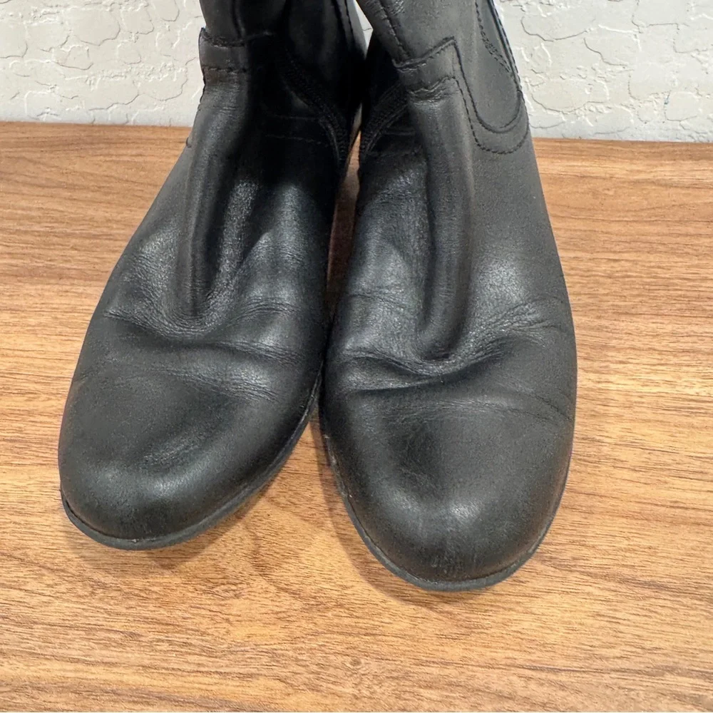 Clarks Equestrian Black Leather Boots Womens 8M Tall Riding Ingalls Delaware